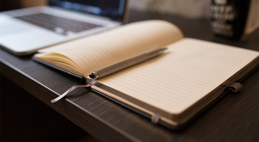 Open journal on a desk