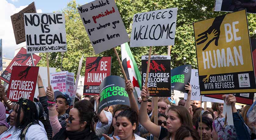 'Refugees Welcome here' protest