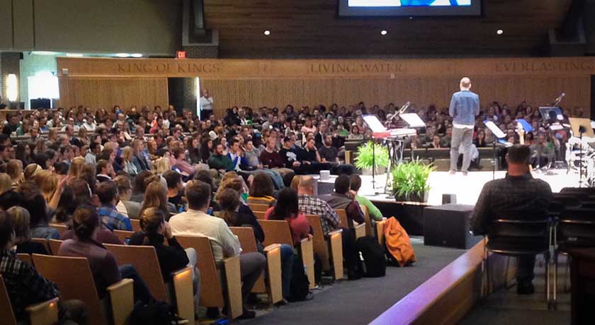 Sheridan Voysey speaking at Cornerstone Uni, 2016