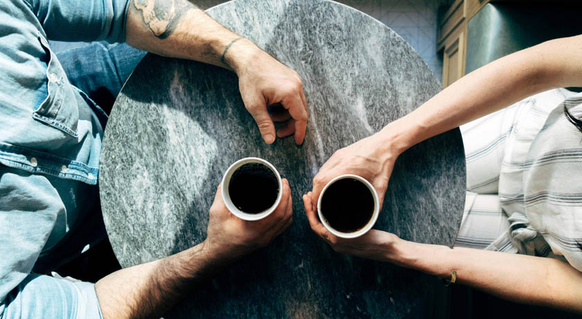 Couple having coffee