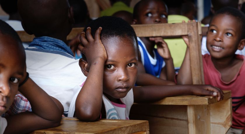 African children in a school