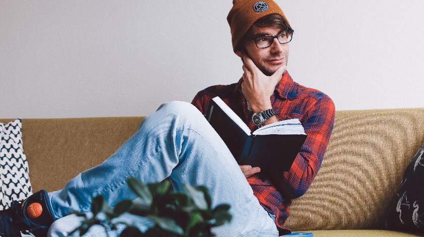 Man reading journal